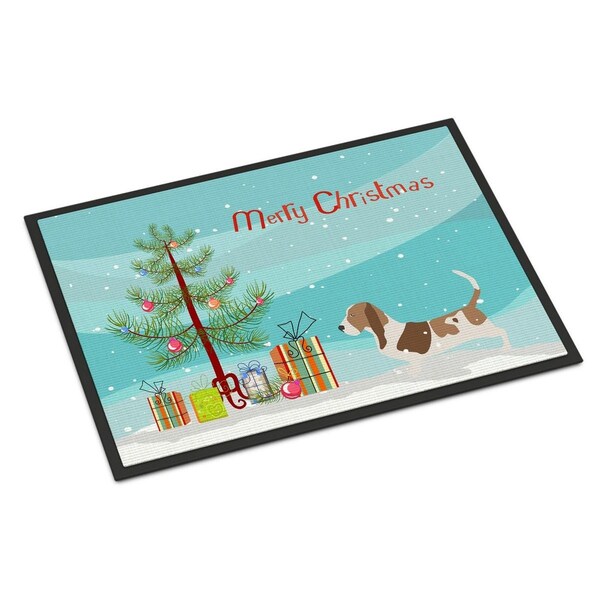 Carolines Treasures Basset Hound Merry Christmas Tree Indoor or Outdoor Mat 18x27 BB2920MAT - main